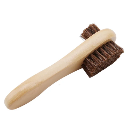 Bûche à long manche OEM brosse à chaussures à poils colorés brosse à chaussures de nettoyage brosse à chaussures en bois